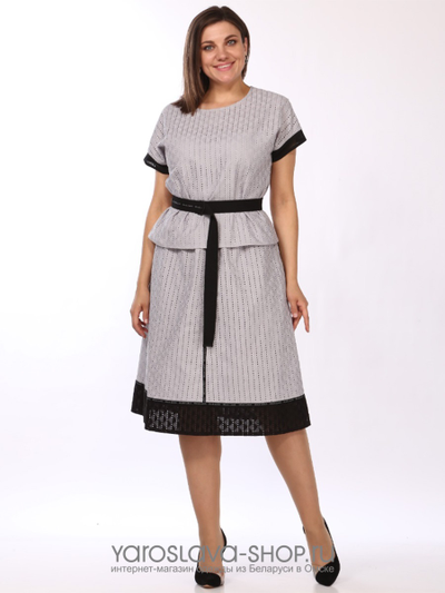 Комплект двойка из хлопковой ткани: юбка и блуза серого цвета