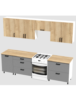 Кухня Эконом 2,1 метра (1300х800) Цвет: Дуб Вотан/Базальт