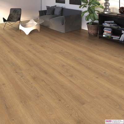 Ламинат Haro Дуб Флавия Натур 544732 в интерьере гостиной