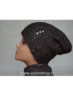 Вязаная коричневая шапка женская  Vizio Италия фото Махачкала