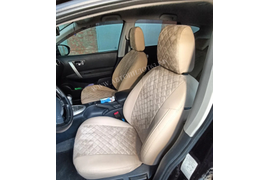 Nissan Qashqai I (2006-2014)(экокожа+алькантара ромб, бежевый+бежевый)