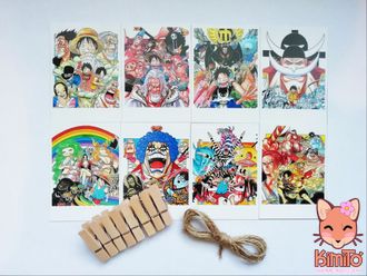 Ван Пис/One Piece  гирлянда из ломо-карточек с прищепками