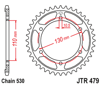 Звезда ведомая (45 зуб.) RK B6833-45 (Аналог: JTR479.45, JTR1479.45) для мотоциклов Yamaha, Kawasaki, Suzuki, MuZ