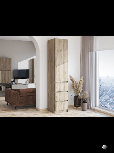 Бохо ШК-003 шкаф с ящиками 1 ств Дуб Крафт Серый/Кашемир