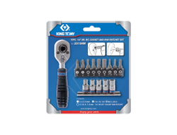 Набор вставок (бит) и головок с трещоткой 1/4", Torx, Hex, PH, 15 предметов KING TONY 2515MR