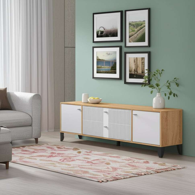 Тумба ТВ Парус-10 Дуб крафт золотой/Карбон фарфор