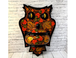 Кашпо Сова 300*210 с росписью Хохлома