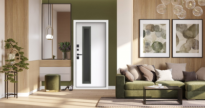 Стальная дверь   Барс с окном (терморазрыв 3к). Заказная модель.