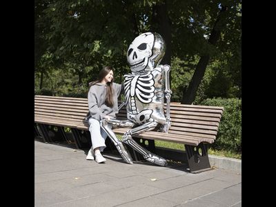 Шар 3D (103''/262 см) Фигура, Скелет XXL (сидячий), Белый