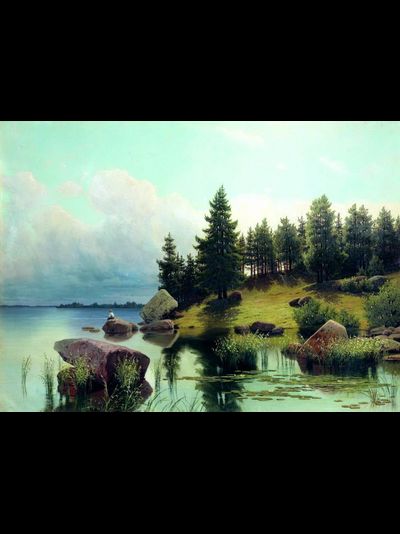 Картина обогреватель, репродукция Арсения Мещерского У лесного озера