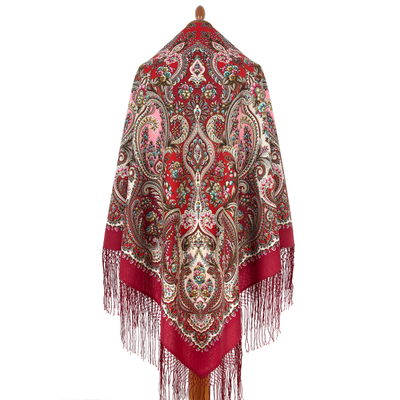 Павловопосадский платок Золотое сердце 2022-6