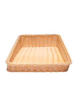 Корзина для хлеба прямоуг. 45*30 см. h=4/10 см. с приподнятым краем бежевая полиротанг