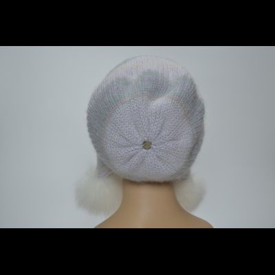 Шапка ушанка Vizio Италия 1307 PP 66  с помпонами белая