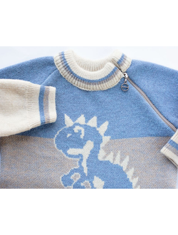 Комбинезон "Динозавр" голубой/бежевый