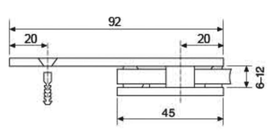 A733 Коннектор стекло-стена с пластиной 180 гр.