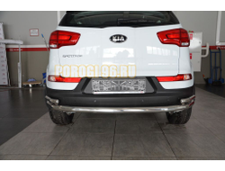 Защита заднего бампера угловая большая  d60/42 для Kia Sportage 2010-2015