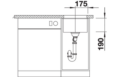 Мойка Blanco Subline 320-U отводная арматура InFino, 523414