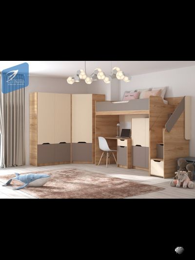 Rich Стеллаж СЖ-002 Дуб Крафт золотой - Миндаль/Глиняный серый