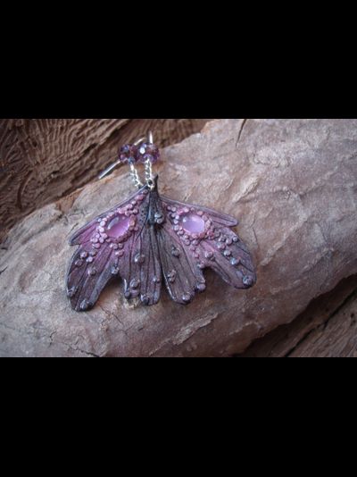 Волшебные серьги с аметистом "Крылышки Причудливой Феи"