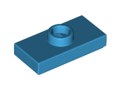 Plate, Modified 1 x 2 with 1 Stud with Groove and Bottom Stud Holder Jumper, Dark Azure (15573 / 6151671)