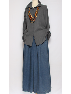 Рубашка вельветовая "Укороченная защип сзади" графит р.46-54