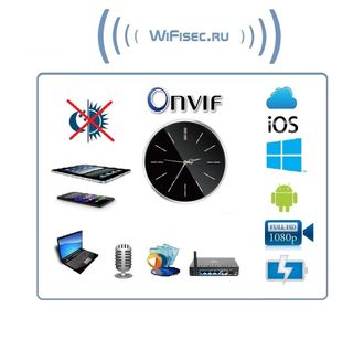 IP видеоняня WiFi/LAN (Настенные часы  чёрные, круглые) с аккумулятором и с DVR, Full HD 2 Mp (HDSmartIPC) (уценка)