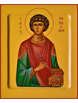 Пантелеимон (Пантелеймон) Целитель, святой великомученик. Рукописная икона