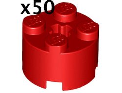 Brick, Round 2 x 2 with Axle Hole, Red (3941 / 614321)