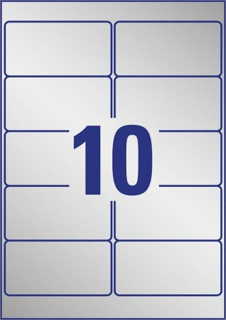 Этикетки А4 всепогодные MultiLabel, серебристый полиэстер, 96x50.8мм, 10шт/л, 20л, 21960508