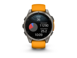 Умные часы Garmin Fenix 8 - 47 мм, AMOLED Sapphire, Titanium, светло-серый, оранжевый силиконовый ремешок (010-02904-11)