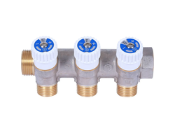 Коллектор STOUT распределительный 3/4", 3 отвода 1/2" плоское уплотнение (Арт. SMB 6852 341203)