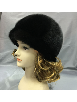 Шапка женская норковая Шляпка №1 лилия натуральный мех зимняя, черный арт. Ц-0071