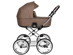 Коляска люлька 1в1 Roan Bass Next Classic d14 Raisin Mood/Chrome (руч.Тем.коричневый)