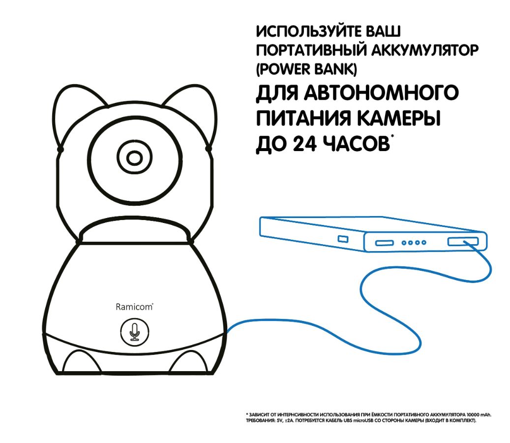 Wi-Fi видеоняня Ramicom VRC300C, поворотная видеокамера, 2К (дополнительная видеокамера к комплекту 