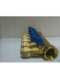 Коллектор с шаровыми кранами TIM 3/4 х 16 м/п на 2 3 4 5 выходов