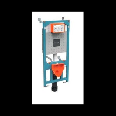 Комплект подвесного унитаза со скрытой системой смыва на 3/6 л VitrA Normus-2 : стандартное сиденье с металлическими петлями, панель системы смыва с механическими кнопками, цвет хром (панель управления двойная), 9773B003-7202