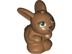 Bunny / Rabbit, Friends, Sitting with Green Eyes, Black Nose and Mouth, and Bright Pink Tongue Pattern, Medium Nougat (34050pb01 / 6210824)