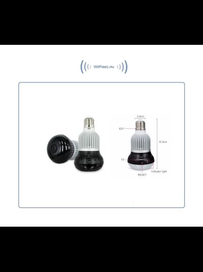 Панорамная WiFi видеоняня/видеокамера (лампа накаливания, цоколь Е27) с DVR, HD 960p (360EyeS)