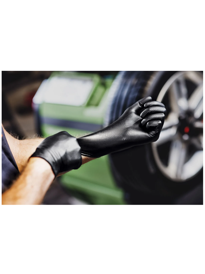 Перчатки нитриловые ОСОБОПРОЧНЫЕ с текстурированной ладонью GOGRIP, черные