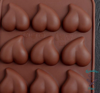 Форма для льда и кондитерских украшений «Сердца», 21,5×10,5×1,8 см, 15 ячеек, цвет шоколадный