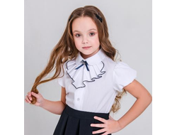 Д 5145 Блузка короткий рукав Жабо р.122-158