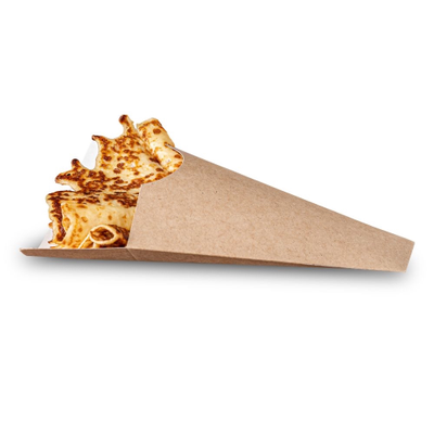 Упаковка-конус для картофеля/вафель (крафт/бел), 210*197мм