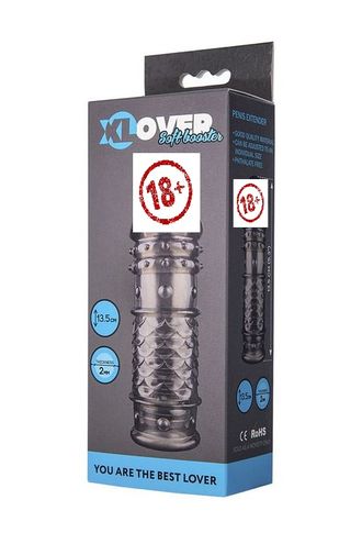 748015 Насадка ToyFa XLover, для увеличения размера, TPE, черная прозрачная, 13,5 см