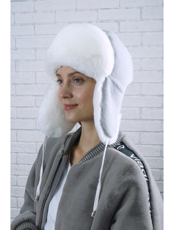 Ушанка "Гармония" цвет серебро + белый