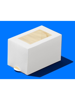 Коробка для 3 макарони с окном (белая), 90*55*55мм