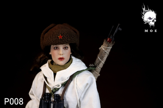 ПРЕДЗАКАЗ -  Советская женщина-снайпер в зимней экипировке  - Коллекционная ФИГУРКА 1/6 scale  Female sniper with snow camouflage in the Soviet Union (P008) - MOETOYS ?ЦЕНА: 14700 РУБ.?