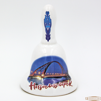 Колокольчик керамический большой «Бугринский мост + Опера (ночь) Новосибирск