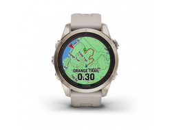 Умные часы Garmin Fenix 7S PRO Sapphire Solar золотистый корпус со светло-песочным ремешком