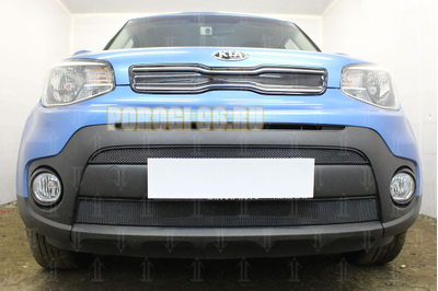 Защита радиатора Kia Soul 2017-2019 (2 части) black