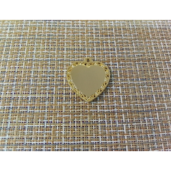 Подвеска кулон сердечко с ажурным краем 30x33 мм золотистый